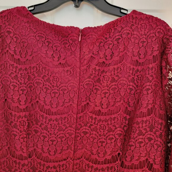 RN Studio By Ronnie Nicole Burgundy Lace Dress - Picture 8 of 9